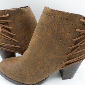 Madden Girl Boots Side Zipper Brown Size 8.5